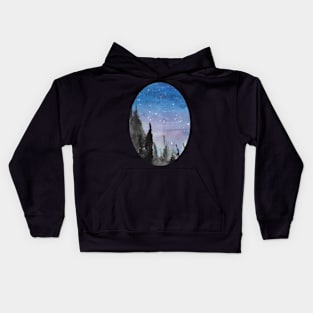 Night sky watercolour shirt design - astronomy inspired fine art Kids Hoodie